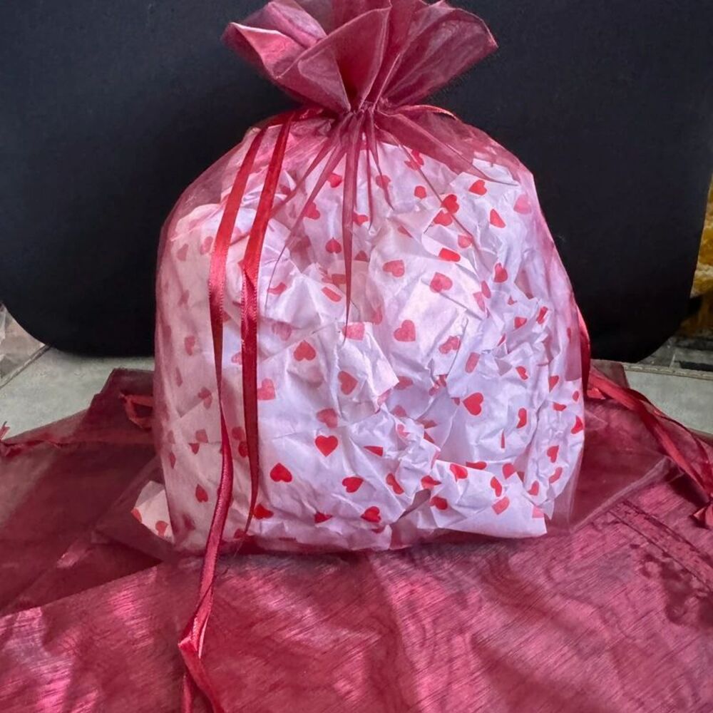 10Pk 12x14 Wine Burgundy Large Sheer Organza Bags Wedding Xmas Wrapping Ribbon